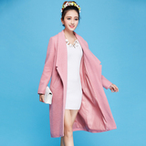 2015韩版新款女冬装长款过膝羊绒毛呢外套显瘦修身翻领厚呢子大衣