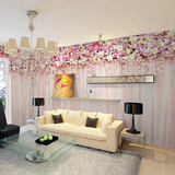 简约田园花卉花藤大型壁画3D玫瑰墙纸客厅沙发电视背景墙立体壁纸