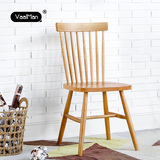 北欧现代简约实木休闲餐椅家用靠背凳白橡温莎椅咖啡时尚书房椅子