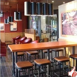 美式loft复古星巴克餐桌铁艺实木长桌定制桌子工业咖啡厅吧台桌椅