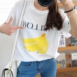 2016夏款韩国代购官网正品Ribbontie香蕉印染时尚短袖T恤 防伪