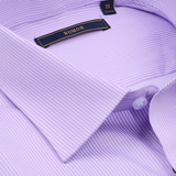 罗蒙短袖男衬衫夏季新款淡紫色条纹商务休闲中青年半袖衬衣薄款