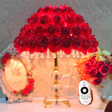 韩版婚庆台灯卧室床头灯水晶灯田园公主台灯遥控玫瑰花朵红色LED