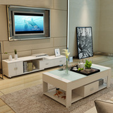 简约现代小户型客厅可伸缩茶几电视柜组合套装钢化玻璃特价