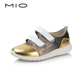 MIO/米奥高端女鞋 2016春季新品金色魔术贴低跟女单鞋M161400424
