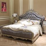 欧式真皮床 1.8米实木双人新款香槟金色新古典公主婚床 奢华婚床