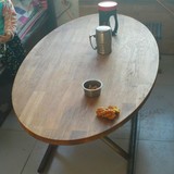 椭圆形橡木实木茶几板 台面板 桌面板 小户型实木茶几板 餐桌面