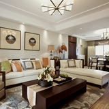 新中式实木沙发 客厅小户型布艺沙发组合 售楼处现代真皮家具定制