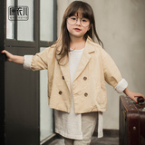 康衣儿春季新款韩版童装双排扣女童短款小西装外套儿童上衣潮品17