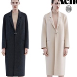 瑞典代购Acne2015冬季新款双面羊绒大衣女装长款毛呢宽松外套潮
