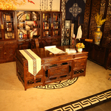 子墨木业 办公书法书桌仿古中式实木花鸟大班台明清家具2米电脑桌