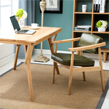 北欧实木扶手椅餐桌椅家用书桌电脑椅组合日式现代简约靠背沙发椅