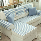 美式乡村！色织沙发靠巾/蓝色格子沙发垫/小清新坐垫/田园透气垫
