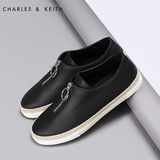 CHARLES&KEITH小白鞋女 CK1-70930037 圆头中性风休闲鞋女鞋单鞋