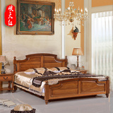 映天红家具 实木胡桃木 欧式双人床1.8米升降原木北欧床头柜特价