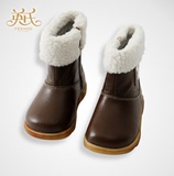 英氏男童雪地靴牛皮 儿童冬季鞋 宝宝雪地靴中筒靴NX42101-96-6