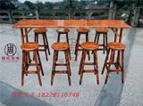 实木碳化高脚加长酒吧桌椅酒吧台松木长桌高脚椅自产自销支持定制