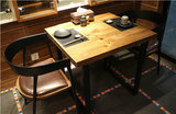 【陋室铭】LOFT美式乡村复古做旧酒店咖啡馆实木带扶手铁艺餐桌椅