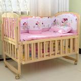 书桌宝宝床宇龙华仔婴儿床实木无漆儿童摇篮床多功能折叠可变