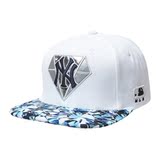MLB韩国专柜代购白色NY钻石洋基队男女棒球帽可调节平板帽新款