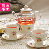 欧式花茶茶具套装整套陶瓷加热英式透明花果茶壶水果茶壶礼盒