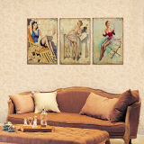 美式乡村装饰画沙发背景挂画三联咖啡厅墙壁画复古怀旧无框木板画