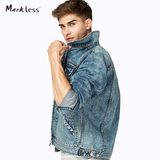 Markless复古牛仔外套男长袖短款2016秋季新品青年牛仔衣男士夹克