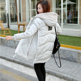 冬装新款韩版时尚大码羊羔毛军工装中学生羽绒服女中长款加厚外套