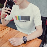 青少年夏季韩版个性印花多色修身男生短袖T恤打底衫潮体恤上衣服