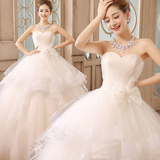 婚纱礼服秋冬季新款时尚韩版公主蕾丝抹胸齐地绑带白色蓬蓬裙