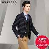 【聚】5折SELECTED纯棉航海条纹男西装外套F|415208011