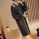 秋季女装新款韩版宽松中长款针织衫背心配长袖毛衣外套两件套套装