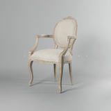 象形design欧式复古做旧餐椅进口亚麻布椅子桃花心实木沙发椅