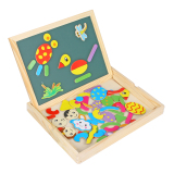 儿童磁性拼图双面画板益智玩具3-7岁宝宝磁铁动物拼拼乐拼板积木