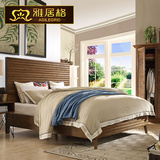 雅居格 美式实木床欧式布艺床双人床1.8米简约卧室家具床M0182