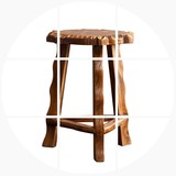 原木实木松木做旧高脚凳马鞍凳木酒吧凳方凳吧台椅踩脚凳子树枝凳