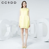 CCDD2016夏装专柜正品新款女装 绣花圆领无袖裙 茧型OL风连衣裙