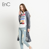 ENC依恋旗下春夏新品韩版宽松休闲针织开衫中长款外套EHCK62320H