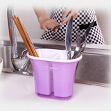 优质加厚塑料双格筷子筒 创意沥水筷子盒 调羹勺子餐具笼/架子