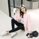 BF学院风粉色棒球服外套女韩版短款春秋学生时尚薄款简约夹克衫潮