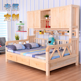 实木儿童床多功能组合带抽储物衣柜床高低床韩式田园床男女孩家具