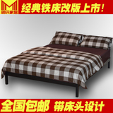 简易床架现代公主床铁艺床双人床1.5米1.8M宜家铁质排骨架铁架床