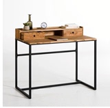 美式乡村铁艺实木写字台复古电脑桌创意办公桌做旧带抽屉书桌