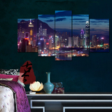 香港夜景装饰画 卧室挂画书房壁画沙发背景墙现代客厅风景无框画