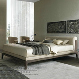 新款实木床 现代简约牛皮床1.8米 1.5米双人床原意大利创设计定制