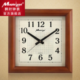 枫叶大号方形挂钟创意中式挂表实木质壁钟表客厅石英钟表静音时钟