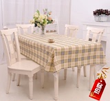 欧式好评防水桌布长方形 包邮家用西餐桌盖布光滑表面柔软黄格子