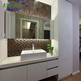 美式浴室柜组合简约现代橡木悬挂式卫浴柜大理石洗脸盆洗漱台镜柜