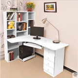 简约转角台式电脑桌书架书柜书桌组合台式家用写字台现代办公桌子