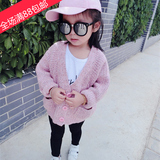 女童韩版宽松毛衣 女宝宝蝙蝠袖毛线衣 儿童针织开衫外搭外套加厚